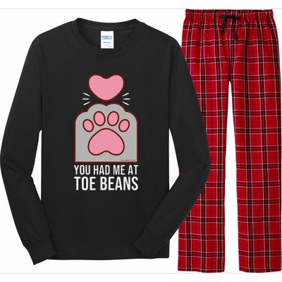 You Had Me At Toe Beans Funny Cute Kawaii Cat Long Sleeve Pajama Set