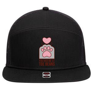 You Had Me At Toe Beans Funny Cute Kawaii Cat 7 Panel Mesh Trucker Snapback Hat