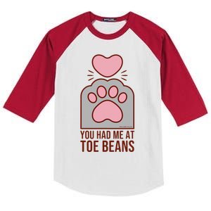 You Had Me At Toe Beans Funny Cute Kawaii Cat Kids Colorblock Raglan Jersey