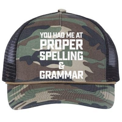 You Had Me At Proper Spelling And Grammar Retro Rope Trucker Hat Cap