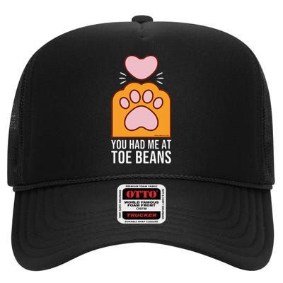 You Had Me At Toe Beans Orange Tabby Ginger Cat Paw High Crown Mesh Back Trucker Hat