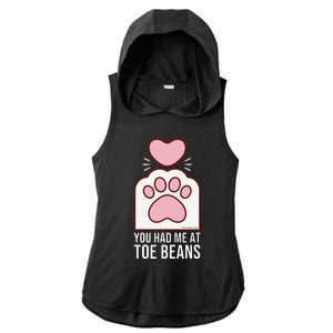 You Had Me At Toe Beans White Cat Paw Ladies PosiCharge Tri-Blend Wicking Draft Hoodie Tank