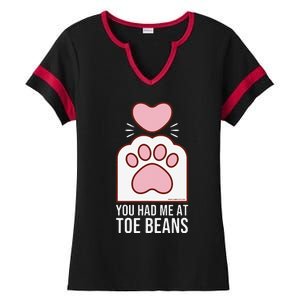 You Had Me At Toe Beans White Cat Paw Ladies Halftime Notch Neck Tee