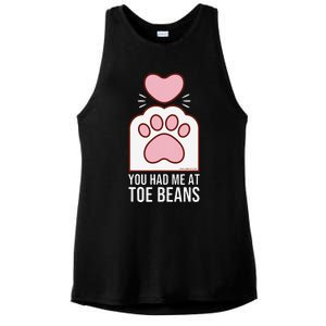 You Had Me At Toe Beans White Cat Paw Ladies PosiCharge Tri-Blend Wicking Tank