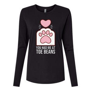 You Had Me At Toe Beans White Cat Paw Womens Cotton Relaxed Long Sleeve T-Shirt