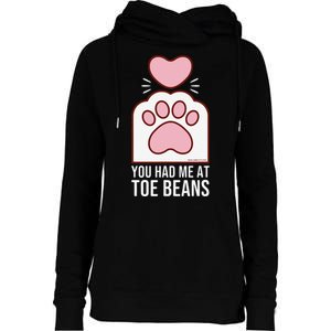 You Had Me At Toe Beans White Cat Paw Womens Funnel Neck Pullover Hood