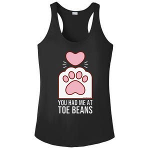 You Had Me At Toe Beans White Cat Paw Ladies PosiCharge Competitor Racerback Tank