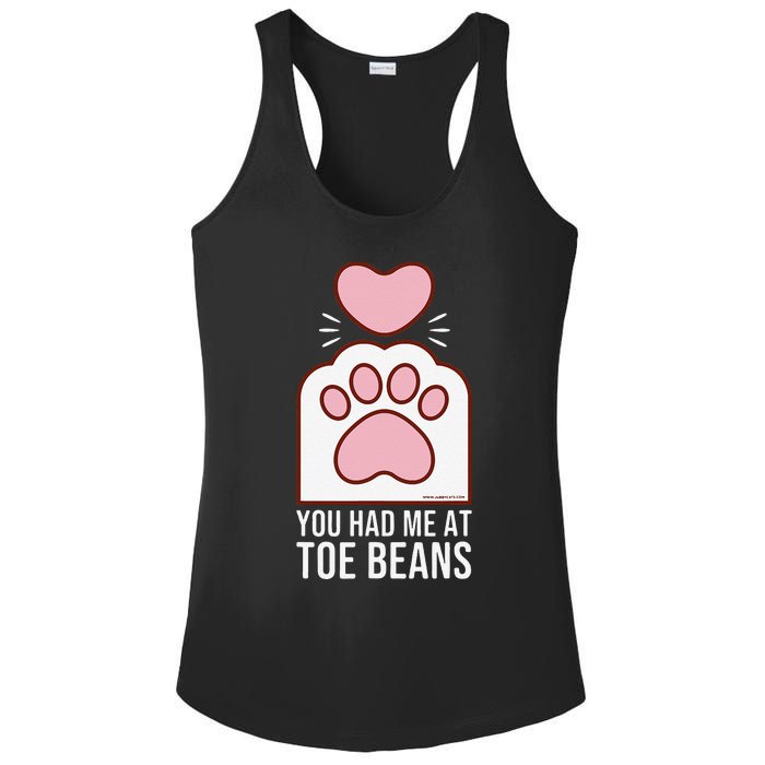 You Had Me At Toe Beans White Cat Paw Ladies PosiCharge Competitor Racerback Tank