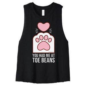 You Had Me At Toe Beans White Cat Paw Women's Racerback Cropped Tank