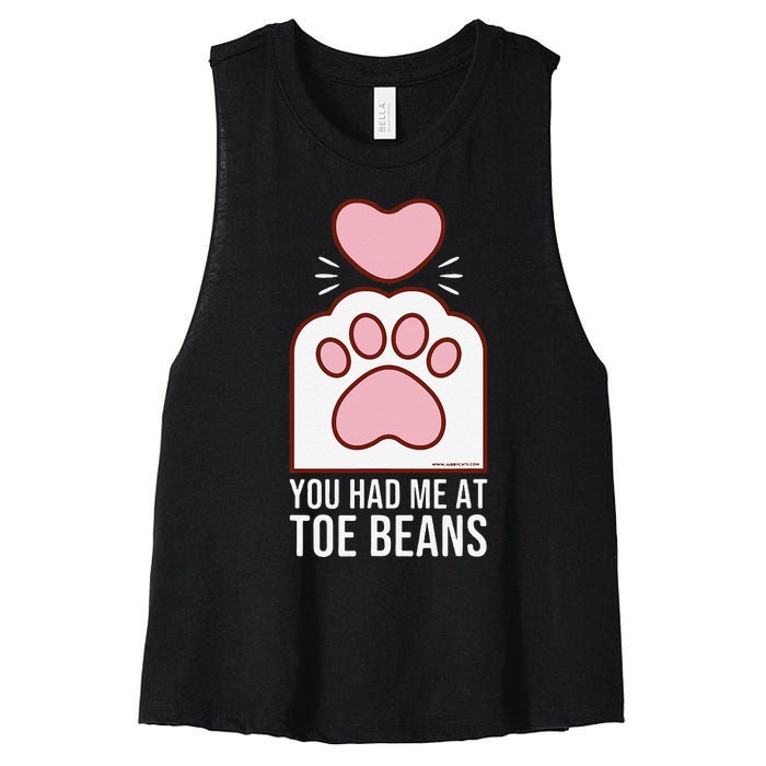 You Had Me At Toe Beans White Cat Paw Women's Racerback Cropped Tank