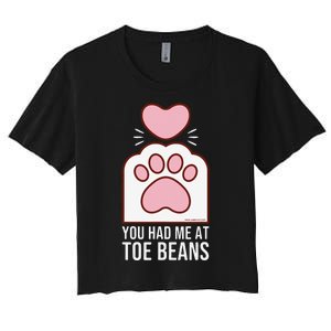 You Had Me At Toe Beans White Cat Paw Women's Crop Top Tee