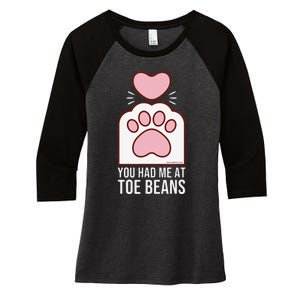 You Had Me At Toe Beans White Cat Paw Women's Tri-Blend 3/4-Sleeve Raglan Shirt