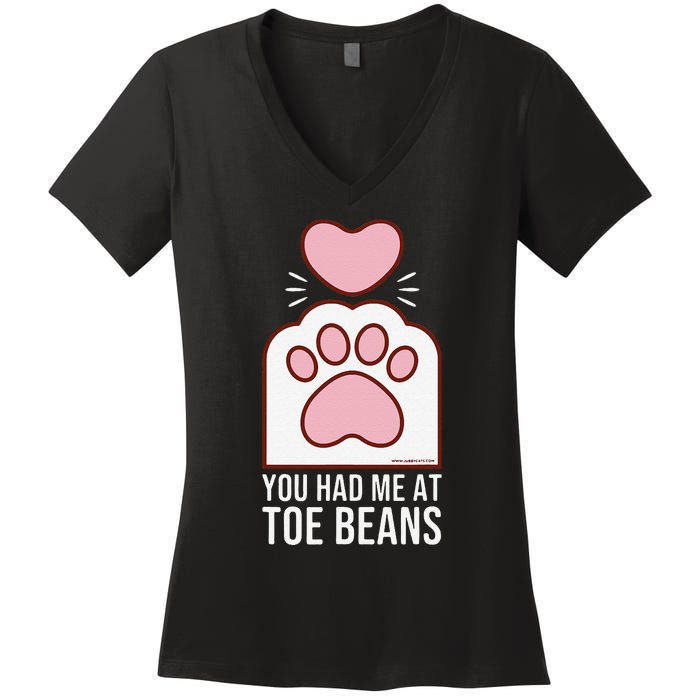 You Had Me At Toe Beans White Cat Paw Women's V-Neck T-Shirt