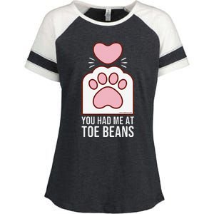 You Had Me At Toe Beans White Cat Paw Enza Ladies Jersey Colorblock Tee