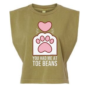 You Had Me At Toe Beans White Cat Paw Garment-Dyed Women's Muscle Tee