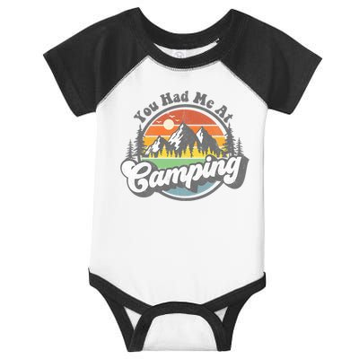 You Had Me At Camping Funny Camper RV Hiking Mountains Gift Infant Baby Jersey Bodysuit