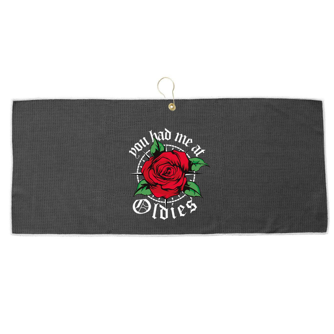 You Had Me At Oldies Red Roses Oldies Large Microfiber Waffle Golf Towel