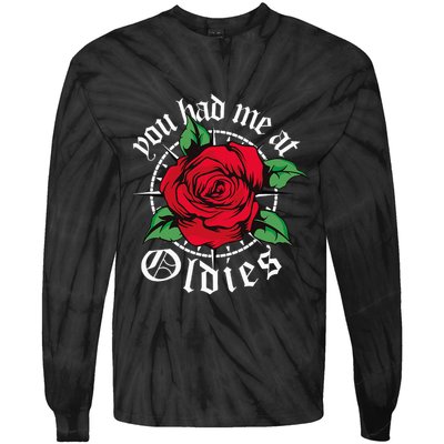 You Had Me At Oldies Red Roses Oldies Tie-Dye Long Sleeve Shirt