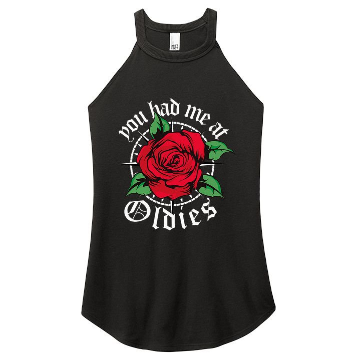 You Had Me At Oldies Red Roses Oldies Women's Perfect Tri Rocker Tank