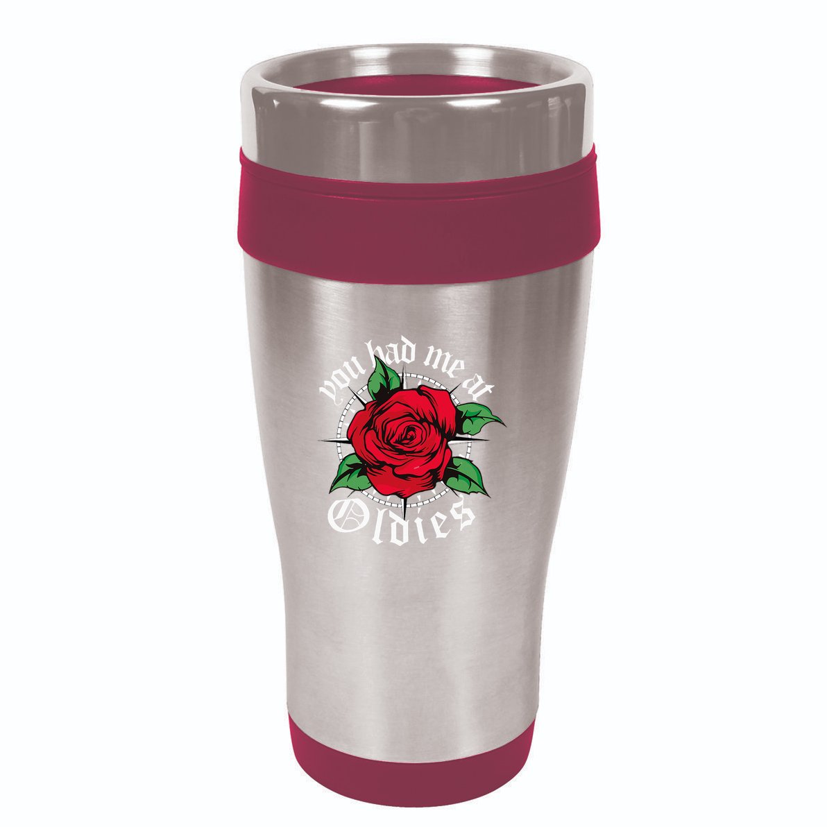 You Had Me At Oldies Red Roses Oldies 16oz Travel Tumbler
