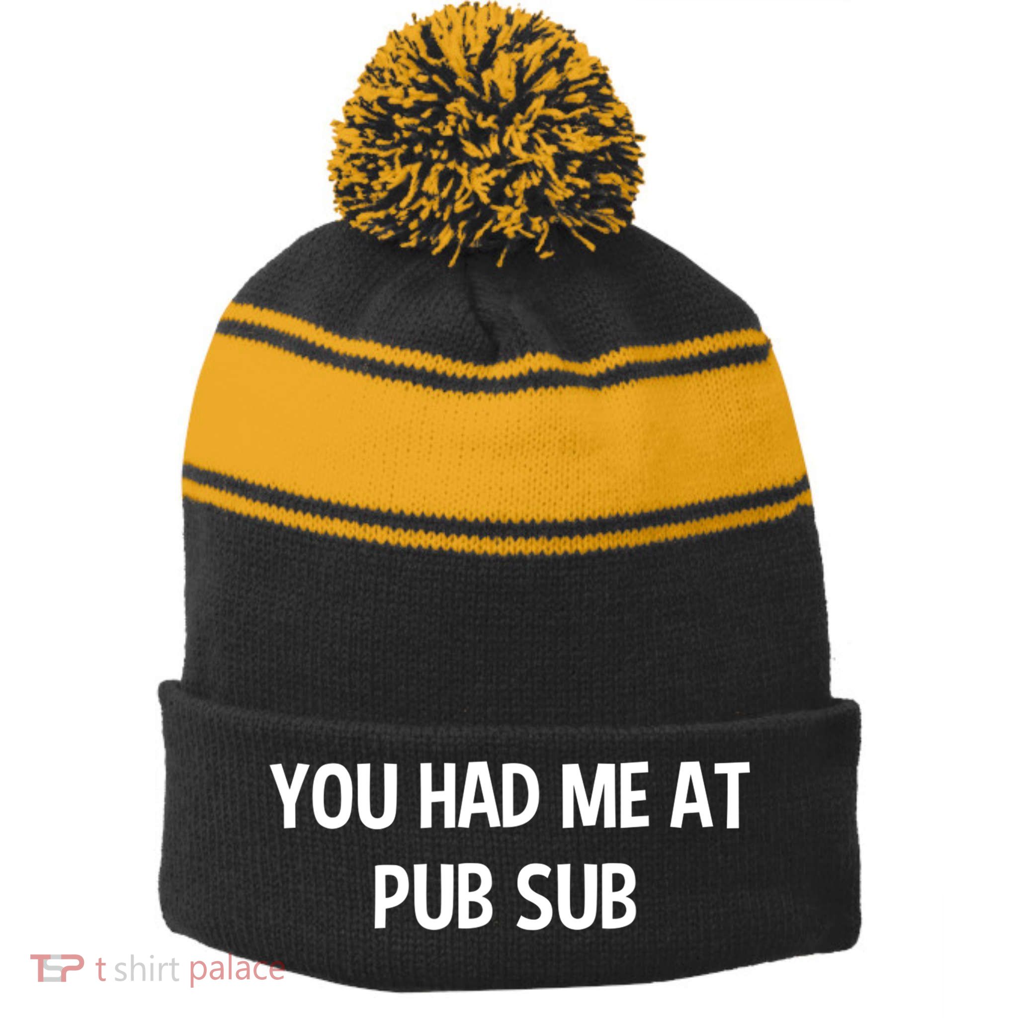 You Had Me At Pub Sub Deli Sub Lover Sandwich Stripe Pom Pom Beanie