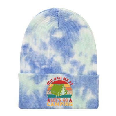 You Had Me At Let's Go Camping Tent Retro Vintage Cool Gift Tie Dye 12in Knit Beanie