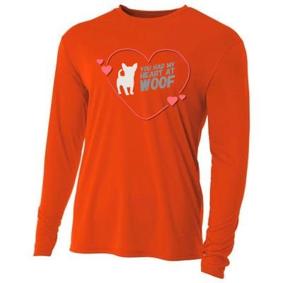 You Had My Heart At Woof White Dog Pink Heart Graphic Cool Gift Cooling Performance Long Sleeve Crew