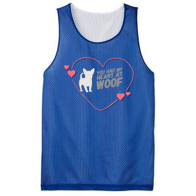 You Had My Heart At Woof White Dog Pink Heart Graphic Cool Gift Mesh Reversible Basketball Jersey Tank