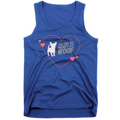 You Had My Heart At Woof White Dog Pink Heart Graphic Cool Gift Tank Top