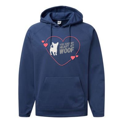 You Had My Heart At Woof White Dog Pink Heart Graphic Cool Gift Performance Fleece Hoodie