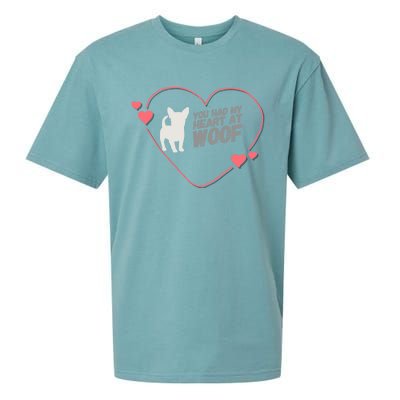 You Had My Heart At Woof White Dog Pink Heart Graphic Cool Gift Sueded Cloud Jersey T-Shirt