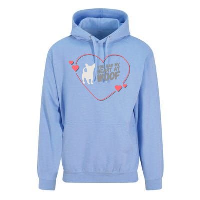 You Had My Heart At Woof White Dog Pink Heart Graphic Cool Gift Unisex Surf Hoodie