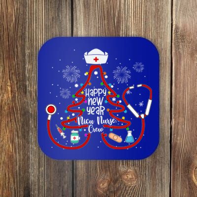 Y1qb Happy New Year Nicu Nurse Crew Christmas Nursing Tree Gift Coaster