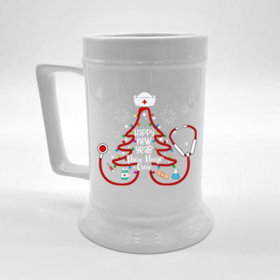 Y1qb Happy New Year Nicu Nurse Crew Christmas Nursing Tree Gift Beer Stein