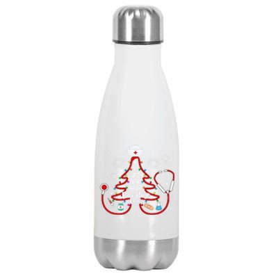 Y1qb Happy New Year Nicu Nurse Crew Christmas Nursing Tree Gift Stainless Steel Insulated Water Bottle