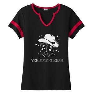 Yee Haw Nukkah Cowboy Dreidel Hanukkah Ladies Halftime Notch Neck Tee