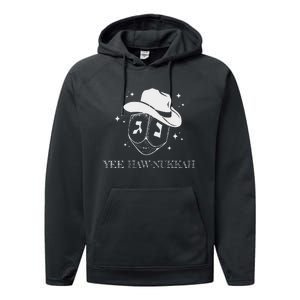 Yee Haw Nukkah Cowboy Dreidel Hanukkah Performance Fleece Hoodie