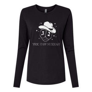 Yee Haw Nukkah Cowboy Dreidel Hanukkah Womens Cotton Relaxed Long Sleeve T-Shirt