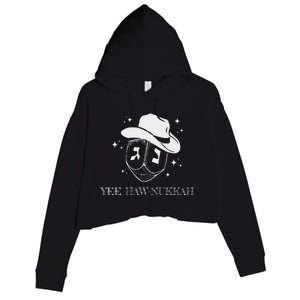 Yee Haw Nukkah Cowboy Dreidel Hanukkah Crop Fleece Hoodie