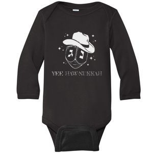 Yee Haw Nukkah Cowboy Dreidel Hanukkah Baby Long Sleeve Bodysuit