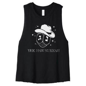 Yee Haw Nukkah Cowboy Dreidel Hanukkah Women's Racerback Cropped Tank