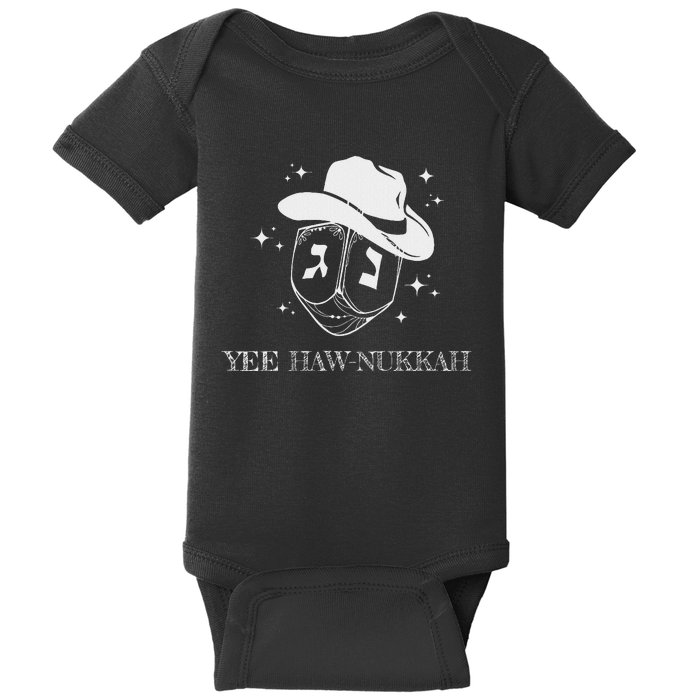 Yee Haw Nukkah Cowboy Dreidel Hanukkah Baby Bodysuit