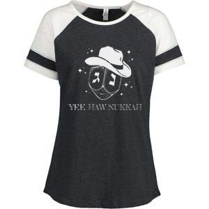 Yee Haw Nukkah Cowboy Dreidel Hanukkah Enza Ladies Jersey Colorblock Tee