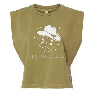 Yee Haw Nukkah Cowboy Dreidel Hanukkah Garment-Dyed Women's Muscle Tee