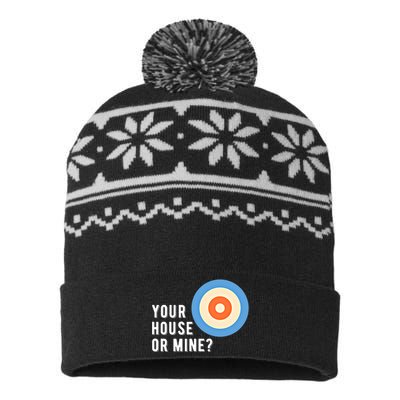 Your House Or Mine Curling Curler Curl Gift USA-Made Snowflake Beanie