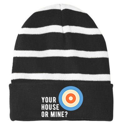 Your House Or Mine Curling Curler Curl Gift Striped Beanie with Solid Band