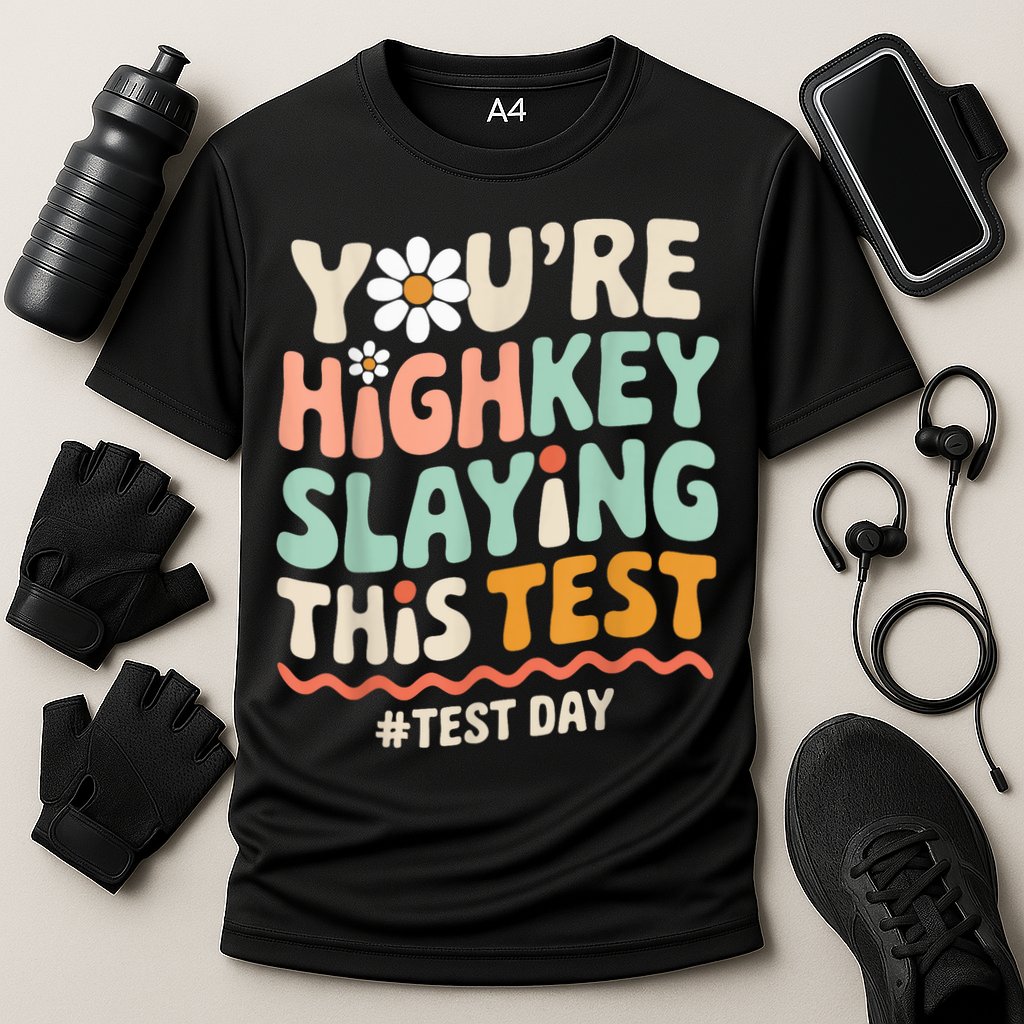 You're Highkey Slaying Test Day Teacher Gift Cooling Performance Crew T-Shirt