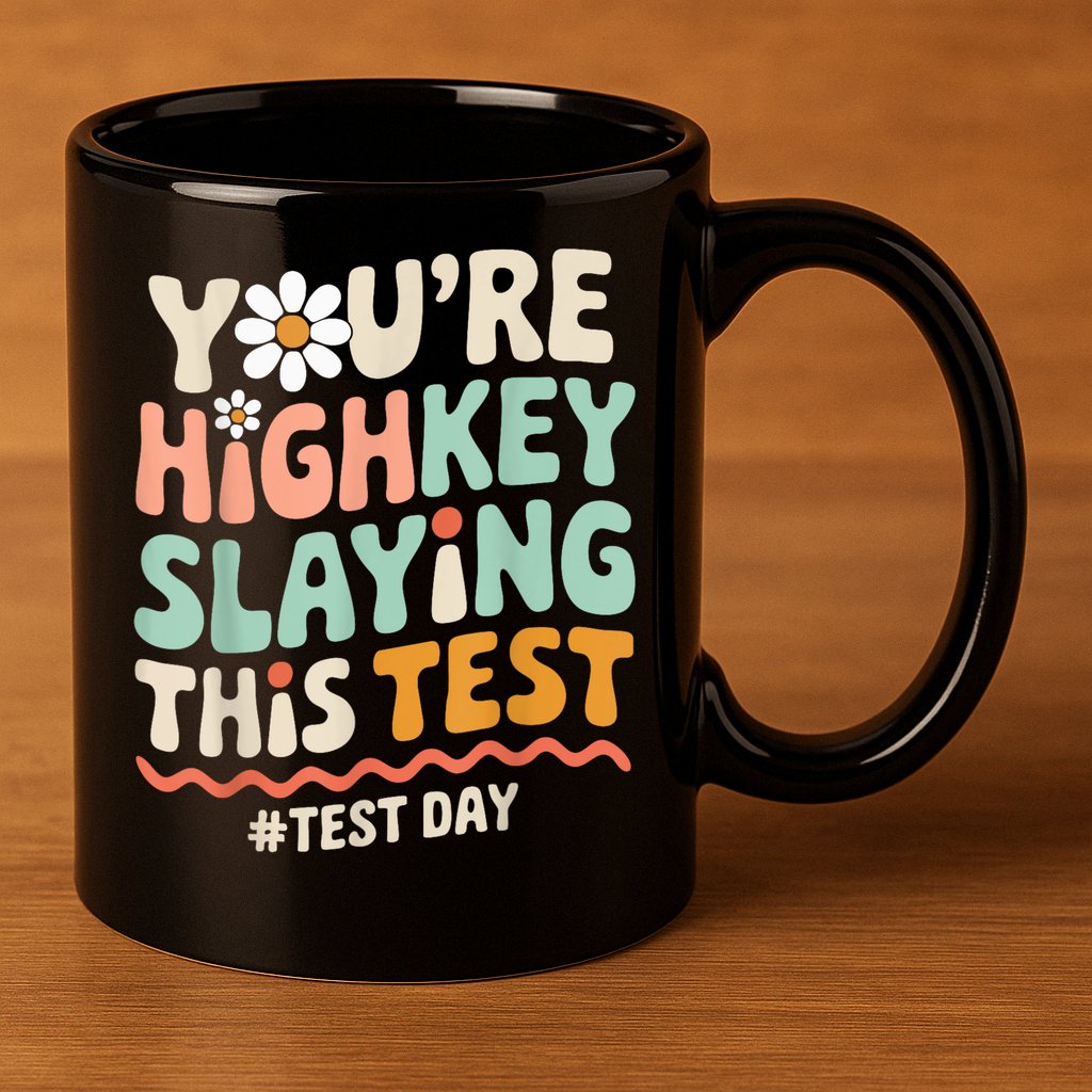 You're Highkey Slaying Test Day Teacher Gift 11oz C Handle Ceramic Mug