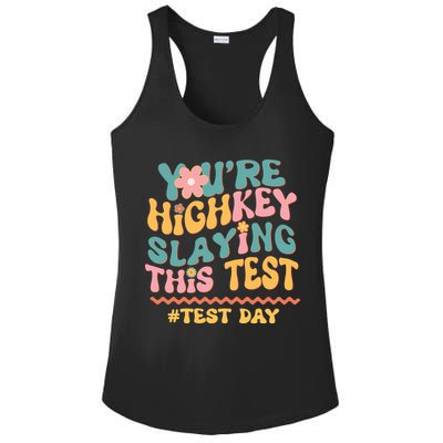 You're Highkey Slaying This Test # TEST DAY Ladies PosiCharge Competitor Racerback Tank