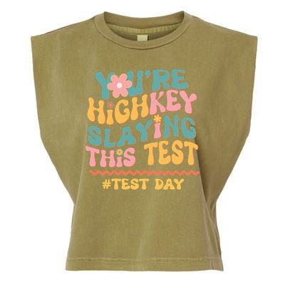 You're Highkey Slaying This Test # TEST DAY Garment-Dyed Women's Muscle Tee